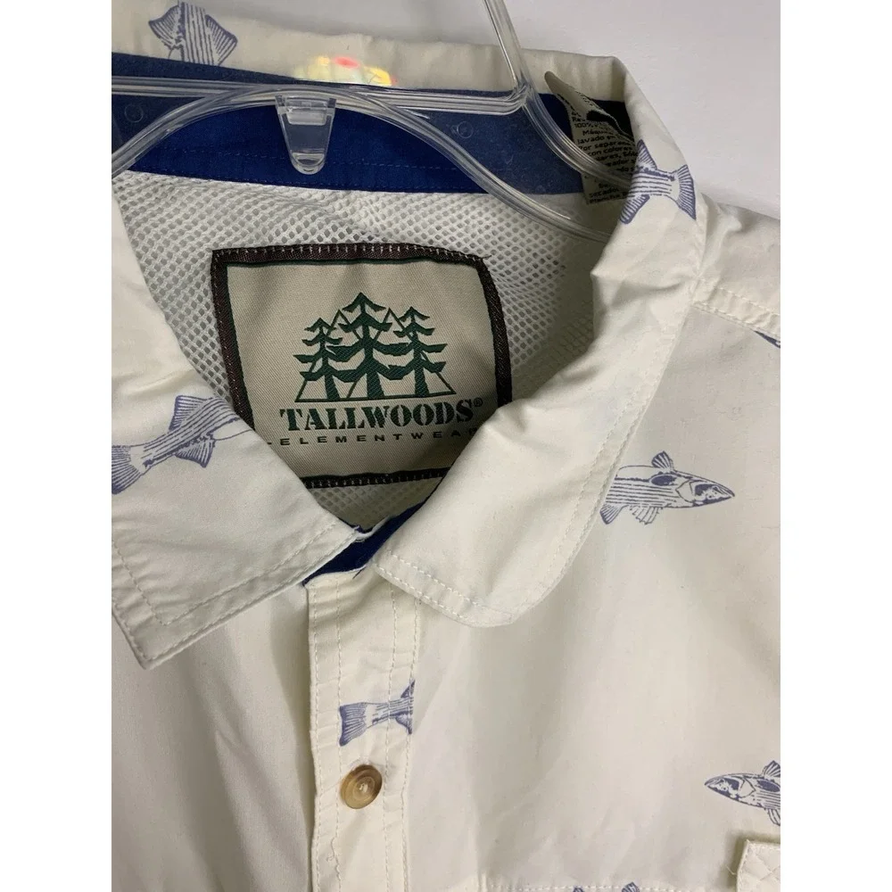 TallWoods Hawaiian Shirt Cotton Blend Men's SS Beach Size 2XL Button Fish Vented
